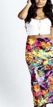 boohoo Smudge Floral Slinky Maxi Skirt - multi azz04908