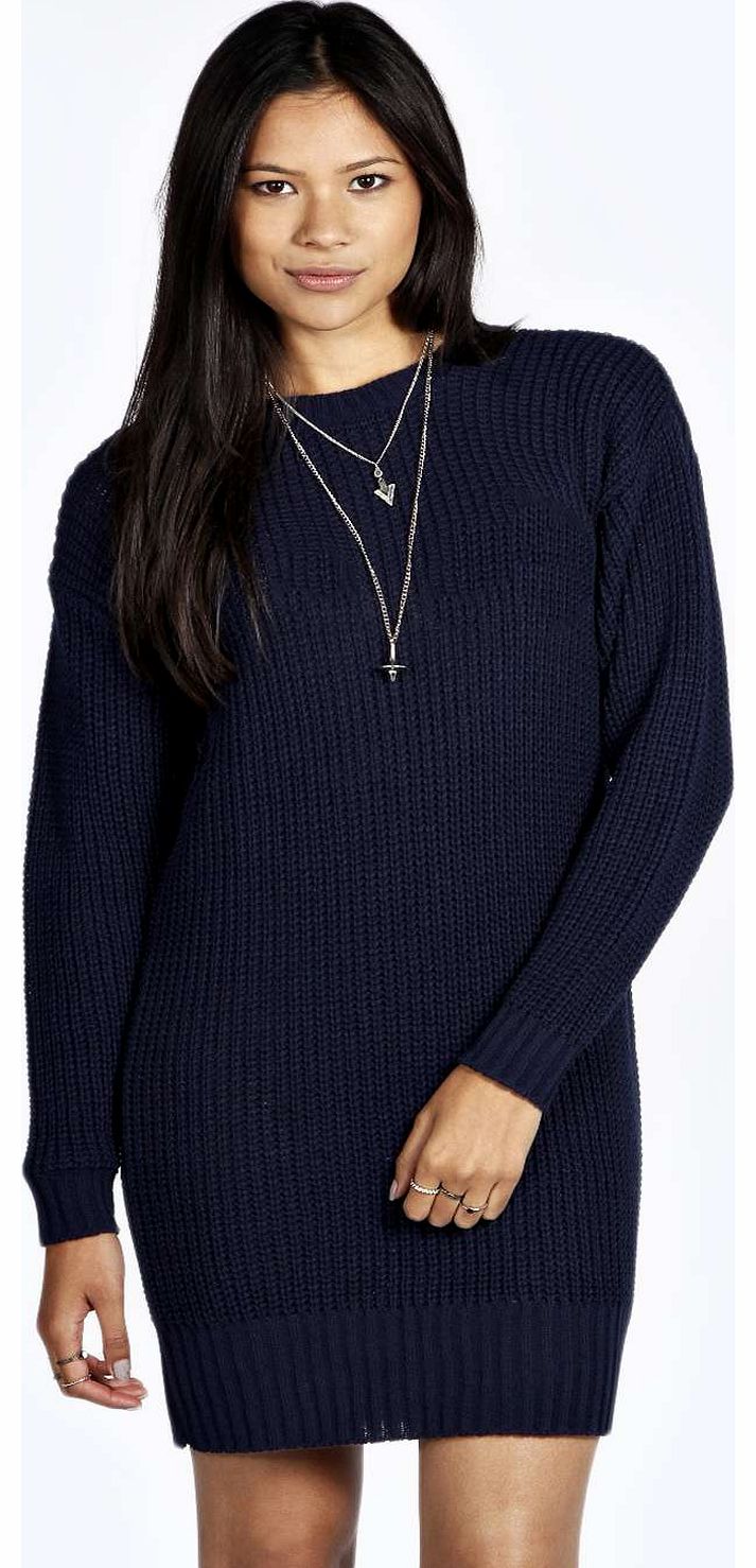 Sofia Oversized Fishermans Jumper Dress - navy