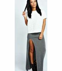 boohoo Soraya Thigh High Split Maxi Skirt - charcoal