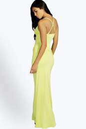 Strappy Cross Over Back Maxi Dress - lime azz48380