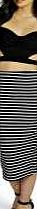 boohoo Striped Tube Midi Skirt - black azz07573