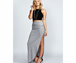 boohoo Tamsin Ruched Side Jersey Maxi Skirt - grey