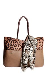 Tara Leopard And Colour Block PU Shopper Bag