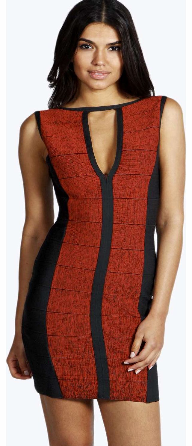 Taya Zip Front Bandage Dress - red azz14264