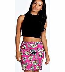 boohoo Tessa Floral Scuba Mini Skirt - magenta azz23273