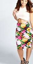 boohoo Textured Floral Print Midi Skirt - multi azz28904