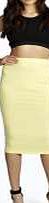 boohoo Thick Rib Bodycon Midi Skirt - yellow azz06977