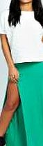 boohoo Thigh High Split Maxi Skirt - bright green