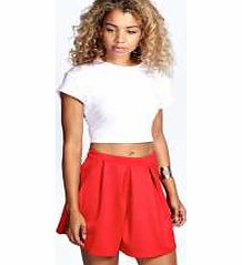 boohoo Tianna Box Pleat Colour Pop Skater Skirt - red