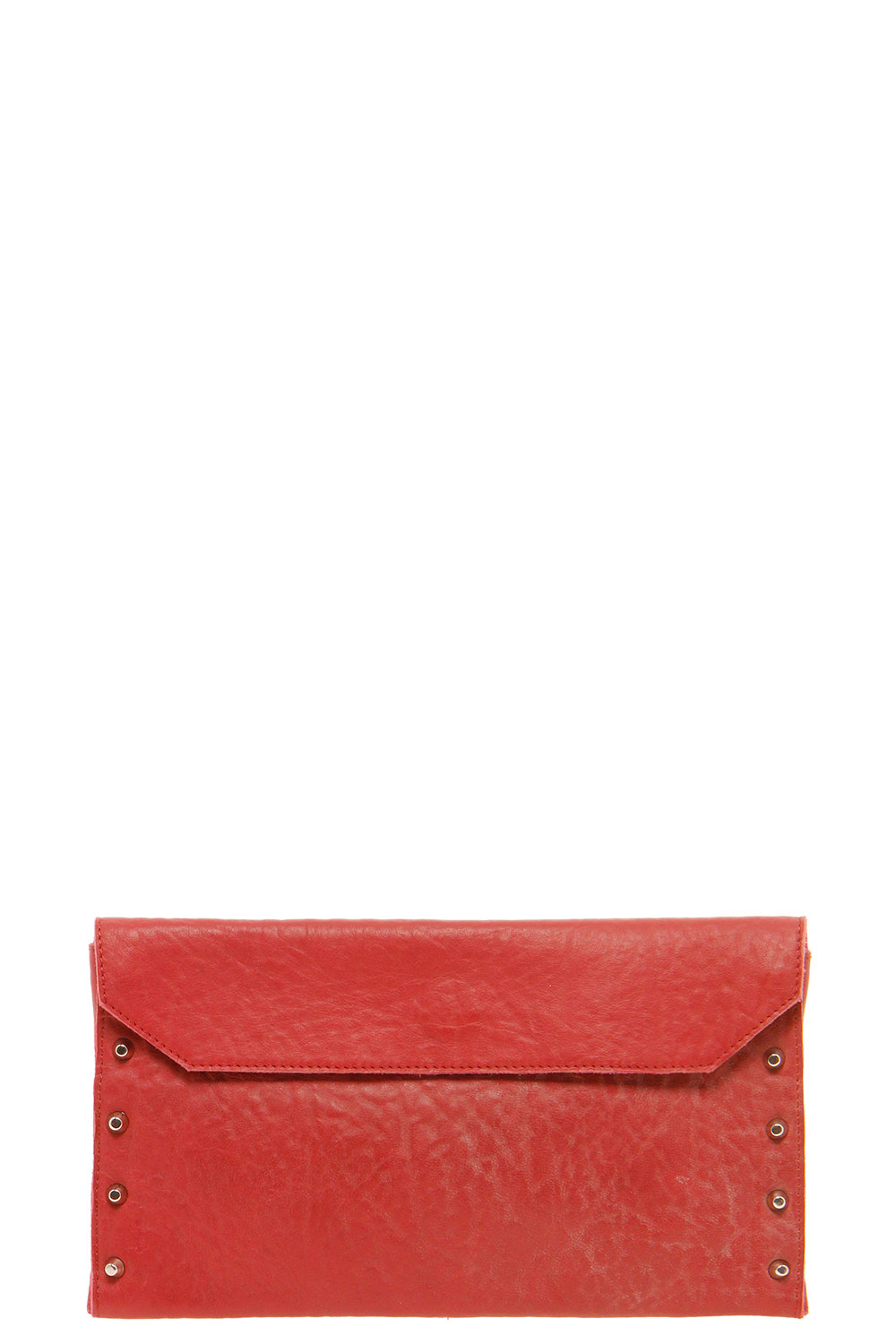 Tilly Leather Stud Clutch Bag - red