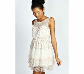Toni Woven Floral Lace Sweetheart Skater Dress -