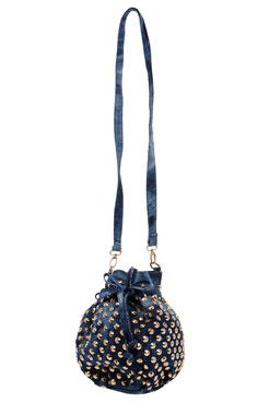 Tora Denim Studded Drawstring Bag Female