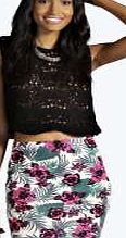 boohoo Tropical Floral Print Bodycon Mini Skirt - multi
