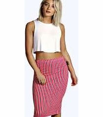boohoo Vertical Stripe Midi Skirt - pink azz07701