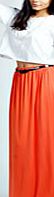 boohoo Viscose Jersey Belted Maxi Skirt - orange azz33313