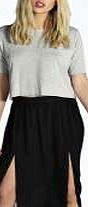 boohoo Woven Front Split Circle Midi Skirt - black