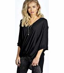boohoo Wrap Front 3/4 Sleeve Blouse - black azz16463