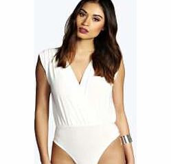 boohoo Wrap Front Slinky Bodysuit - ivory azz15104