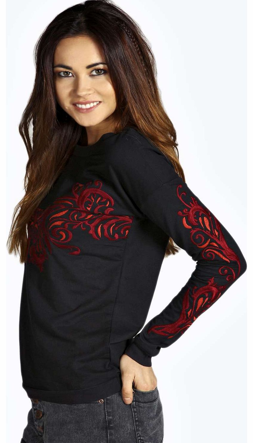 Yazzmin Embroidered Sweat - black azz14373