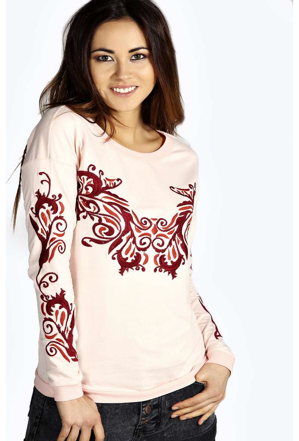 Yazzmin Embroidered Sweat - pink azz14373