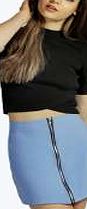 boohoo Zip Front Woven A Line Mini Skirt - blue azz07240