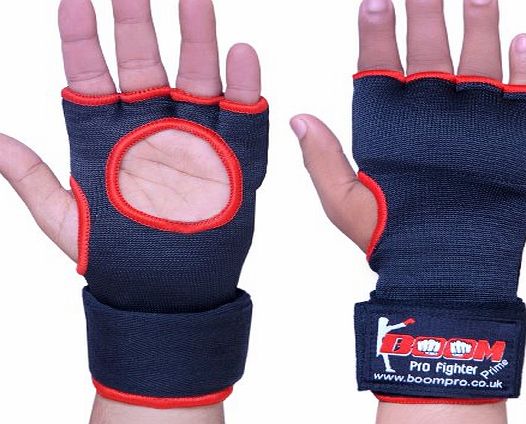 BOOM Pro Elasticated Gel Gloves Boxing Bag Inner Gloves,MMA,Martial Arts,Kick Boxing,Hand Wraps (Black, Small/Medium)