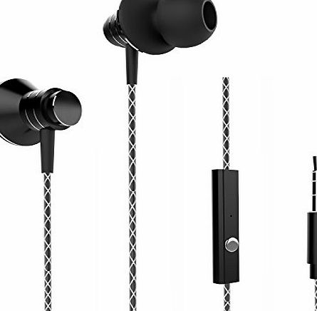 Boostek EM05 In Line Control Headphones Metal Earphones with Mic Black