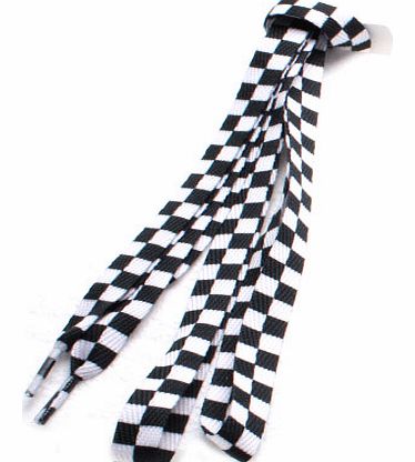  Football Boot Printed Laces Black/White Checked.