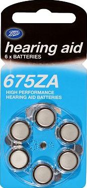 Boots batteries, 2041[^]10050305 Boots Hearing Aid Batteries - Size 675 - 6 Pack