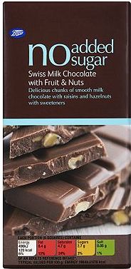 Boots, 2041[^]10010970 No Added Sugar Milk Chocolate with Fruit