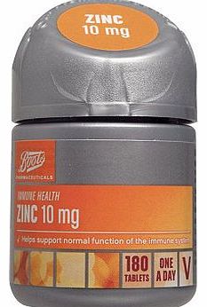 Boots Pharmaceuticals Boots Zinc 10mg - 180 one a day tablets 10131469