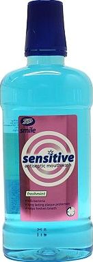 Boots, 2041[^]10074726 Smile Sensitive Freshmint Mouthwash 500ml