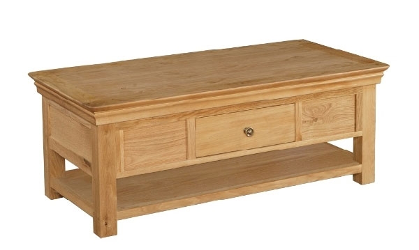 Bordeaux Oak Coffee Table with Shelf and Drawer