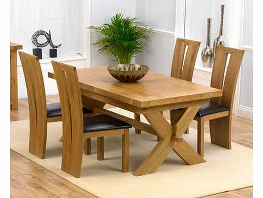 Solid Oak Extending Dining Table and 4