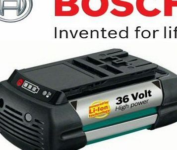 Bosch Original 36V-Li Battery (2.6Ah, Li-ion) (for Bosch Batteries used on Rotak 34Li, 37Li, 43Li Lawn Mowers, AHS 54-20Li Hedgecutter amp; AKE 30Li Chainsaw) (Bosch Pt No F016800301 amp; 2607336633