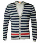 Boss Grey and Blue Button Fastening Cardigan