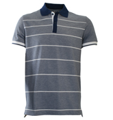 Boss Janis 40 Blue and White Pique Polo Shirt