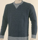 Mens Boss Navy & Light Grey Round Neck Wool Mix Sweater - Orange Label