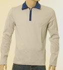 Boss Mens Light Grey & Navy 1/4 Zip High Neck Sweatshirt - Orange Label