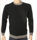 Boss Mens Navy with Grey Round Neck Wool Sweater - Orange Label