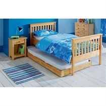 Solid Birch 3ft Bedstead and Trundle