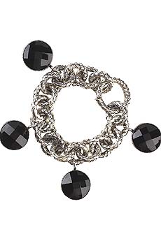 Bottega Veneta Silver link bracelet with onyx drops