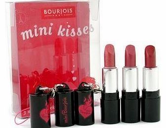 Bourjois Mini Kisses Lipstick Set (# 14 Berry Bisous,  17 Gilded Rose,  25 Rouge Adore) - 3x0.8g