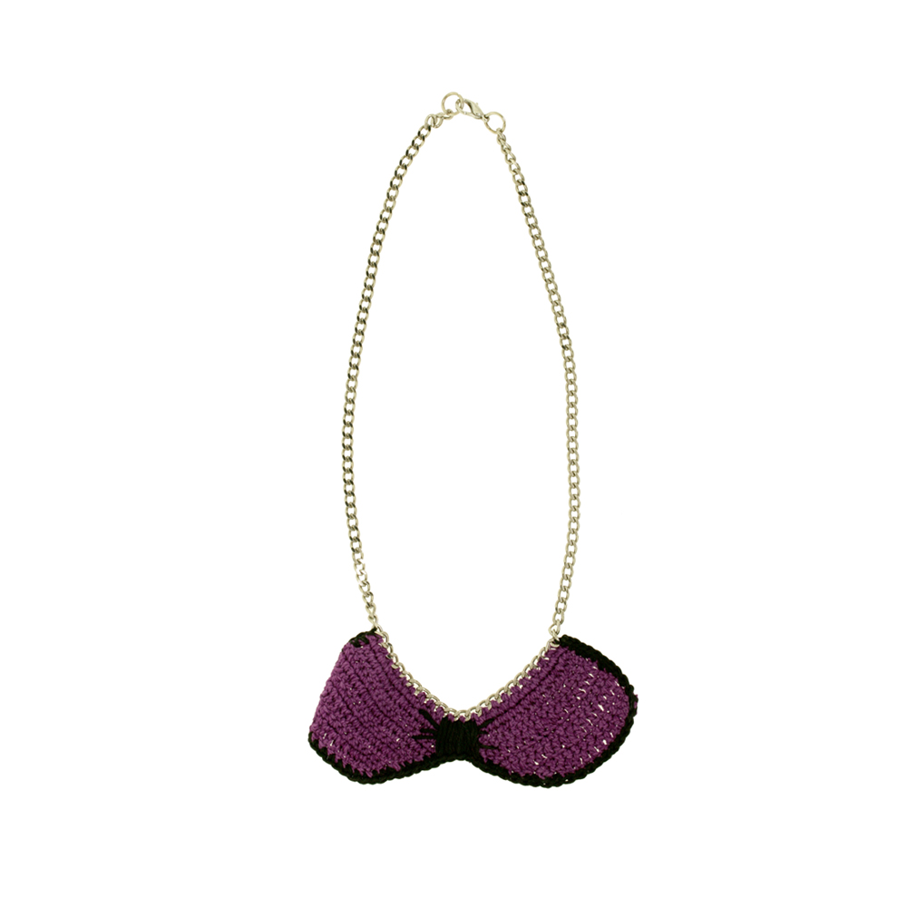 Bow Tie Necklace - Purple
