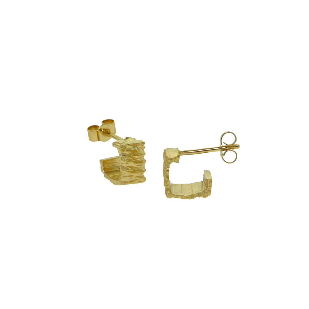 box Link Hoops - Yellow Gold