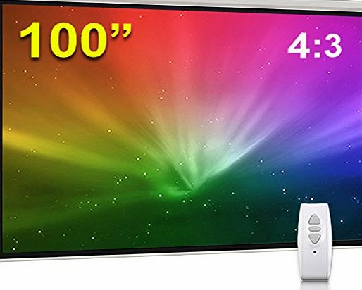 BPS 100`` 4:3 Electric Motorised Projection Screen Full HD 3D Premium Matt White Remote Control Projector Home Cinema