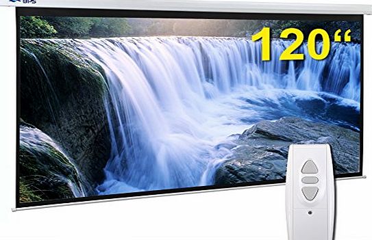 BPS Electric Motorised 120`` 16:9 Projector Screen Full HD/3D Matt White   Remote Control TV DVD Home Cinema