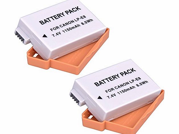 (Pack of 2)2300mAh! High Power Replacement Backup Rechargeable LP-E8 LPE8 LP E8 Battery With Cover For Canon EOS 550D,EOS 700D,EOS 650D,EOS 600D, Rebel T2i, T3i, T4i, T5i, Kiss X4, X5 X6i, X7i Digital