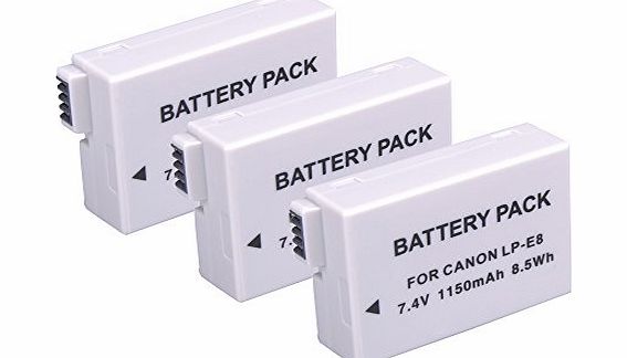 BPS (Pack of 3)High Power LP-E8 LPE8 LP E8 Battery With Cover For Canon EOS 550D,EOS 700D,EOS 650D,EOS 600D, Rebel T2i, T3i, T4i, T5i, Kiss X4, X5 X6i, X7i Digital Cameras Battery