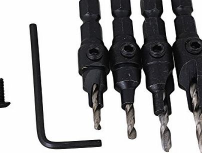 BQLZR A Pack Of 4 Countersink Drill Bit W/ Quick Change Hex Shank #6 8 10 12 Screw Size